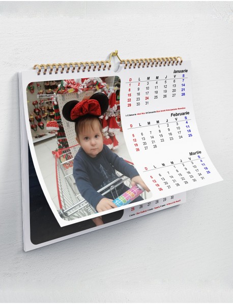 Calendar personalizat cu poze  format  A4 simplu