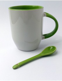 Cană personalizată cu linguriță verde